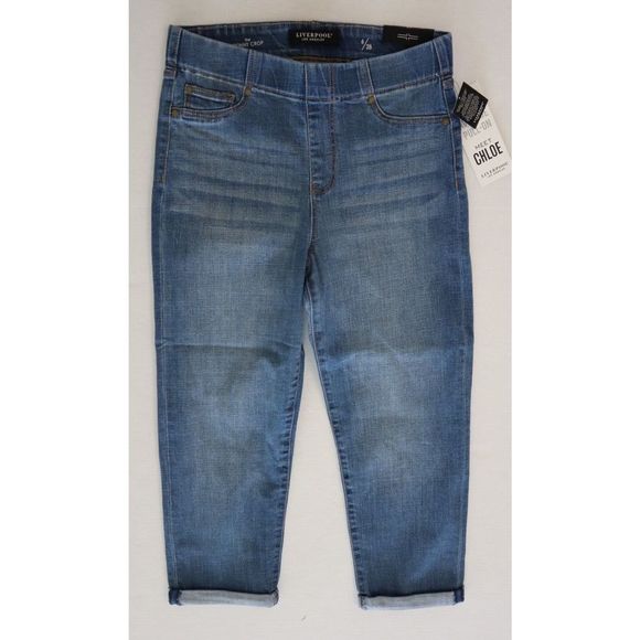 Liverpool LM7065CH1 Women's Sz 6 Blue Chloe Pull-On Skinny Crop Capri Jeans $89+ - Picture 1 of 7